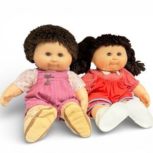 Vintage Collectible Doll Set – Adorable Pair with Yarn Hair & Original Outfits